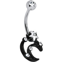 Load image into Gallery viewer, Clear Gem Star Over Black Moon Belly Ring