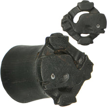 Load image into Gallery viewer, 7/16 Organic Areng Wood Whale Overboard Hand Carved Plug Set