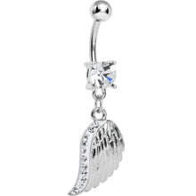 Load image into Gallery viewer, Clear Gem Shimmering Angel Wing Dangle Belly Ring