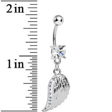 Load image into Gallery viewer, Clear Gem Shimmering Angel Wing Dangle Belly Ring