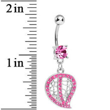Load image into Gallery viewer, Pink Gem Paved Hollow Leaf Dangle Belly Ring
