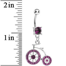 Load image into Gallery viewer, Purple Gem Old Time Bicycle Dangle Belly Ring