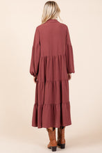 Load image into Gallery viewer, Tiered Button Down Long Sleeve Midi Dress For Women โ Button Down Midi Dress, Long Sleeve Tiered Dress, Feminine Midi Dress, Button Front Dress, Elegant Long Sleeve Dress