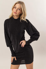 Load image into Gallery viewer, Glitter Mock Neck Long Sleeve Mini Dress β Sparkling Mock Neck Dress, Elegant, Flattering, Glitter Knit Dress, Elegant Mini Dress, Long Sleeve Party Dress, Statement Evening Dress