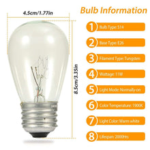 Load image into Gallery viewer, 48ft Outdoor String Light Waterproof Patio String Lights Bulbs