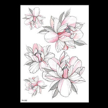 Load image into Gallery viewer, 49 Sheets Waterproof Temporary Black Sketches Flowers Tattoo Stickers Flower Rose Tattoos For Women Adults