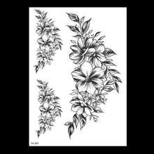 Load image into Gallery viewer, 49 Sheets Waterproof Temporary Black Sketches Flowers Tattoo Stickers Flower Rose Tattoos For Women Adults