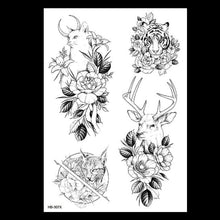 Load image into Gallery viewer, 49 Sheets Waterproof Temporary Black Sketches Flowers Tattoo Stickers Flower Rose Tattoos For Women Adults