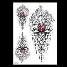 Load image into Gallery viewer, 49 Sheets Waterproof Temporary Black Sketches Flowers Tattoo Stickers Flower Rose Tattoos For Women Adults