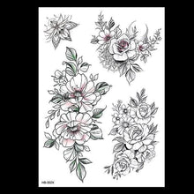 Load image into Gallery viewer, 49 Sheets Waterproof Temporary Black Sketches Flowers Tattoo Stickers Flower Rose Tattoos For Women Adults