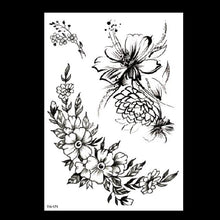 Load image into Gallery viewer, 49 Sheets Waterproof Temporary Black Sketches Flowers Tattoo Stickers Flower Rose Tattoos For Women Adults