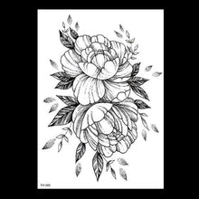 Load image into Gallery viewer, 49 Sheets Waterproof Temporary Black Sketches Flowers Tattoo Stickers Flower Rose Tattoos For Women Adults