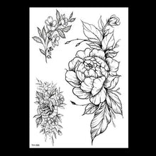 Load image into Gallery viewer, 49 Sheets Waterproof Temporary Black Sketches Flowers Tattoo Stickers Flower Rose Tattoos For Women Adults