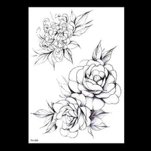 Load image into Gallery viewer, 49 Sheets Waterproof Temporary Black Sketches Flowers Tattoo Stickers Flower Rose Tattoos For Women Adults