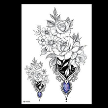 Load image into Gallery viewer, 49 Sheets Waterproof Temporary Black Sketches Flowers Tattoo Stickers Flower Rose Tattoos For Women Adults