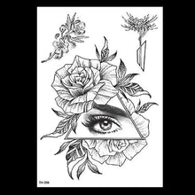 Load image into Gallery viewer, 49 Sheets Waterproof Temporary Black Sketches Flowers Tattoo Stickers Flower Rose Tattoos For Women Adults
