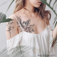 Load image into Gallery viewer, 49 Sheets Waterproof Temporary Black Sketches Flowers Tattoo Stickers Flower Rose Tattoos For Women Adults