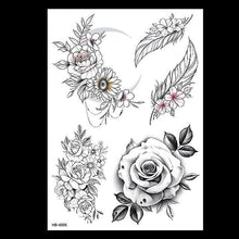 Load image into Gallery viewer, 49 Sheets Waterproof Temporary Black Sketches Flowers Tattoo Stickers Flower Rose Tattoos For Women Adults