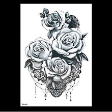 Load image into Gallery viewer, 49 Sheets Waterproof Temporary Black Sketches Flowers Tattoo Stickers Flower Rose Tattoos For Women Adults