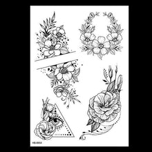 Load image into Gallery viewer, 49 Sheets Waterproof Temporary Black Sketches Flowers Tattoo Stickers Flower Rose Tattoos For Women Adults