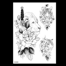 Load image into Gallery viewer, 49 Sheets Waterproof Temporary Black Sketches Flowers Tattoo Stickers Flower Rose Tattoos For Women Adults