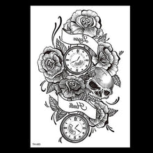 Load image into Gallery viewer, 49 Sheets Waterproof Temporary Black Sketches Flowers Tattoo Stickers Flower Rose Tattoos For Women Adults