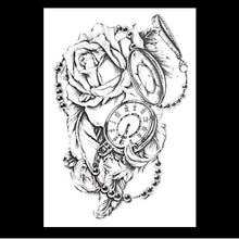 Load image into Gallery viewer, 49 Sheets Waterproof Temporary Black Sketches Flowers Tattoo Stickers Flower Rose Tattoos For Women Adults