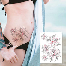 Load image into Gallery viewer, 49 Sheets Waterproof Temporary Black Sketches Flowers Tattoo Stickers Flower Rose Tattoos For Women Adults
