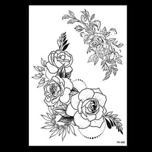 Load image into Gallery viewer, 49 Sheets Waterproof Temporary Black Sketches Flowers Tattoo Stickers Flower Rose Tattoos For Women Adults
