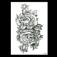 Load image into Gallery viewer, 49 Sheets Waterproof Temporary Black Sketches Flowers Tattoo Stickers Flower Rose Tattoos For Women Adults