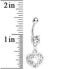 Load image into Gallery viewer, Crystalline Gem Superstar Heart Dangle Belly Ring