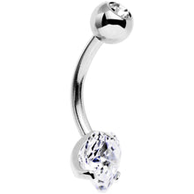 Load image into Gallery viewer, Crystal Clear Cubic Zirconia Sparkling Heart Belly Ring