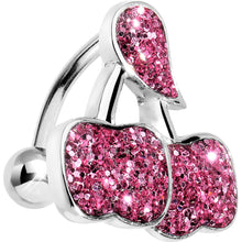 Load image into Gallery viewer, Pink Glitter Double Cherry Top Mount Belly Ring