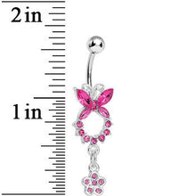 Load image into Gallery viewer, Pink Gem Hollow Eternity Butterfly Dangle Belly Ring