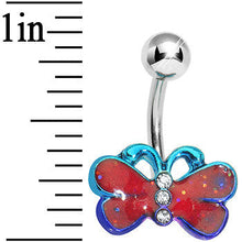 Load image into Gallery viewer, Lower Mount Red and Blue Cute Butterfly Belly Ring