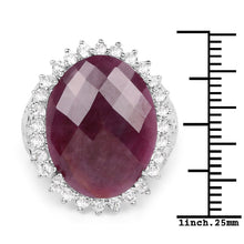 Load image into Gallery viewer, 19.12 Carat Genuine Ruby and White Topaz .925 Sterling Silver Ring