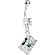 Load image into Gallery viewer, Crystalline Gem Paved Cassette Tape Dangle Belly Ring
