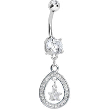 Load image into Gallery viewer, Crystalline Paved Hollow Raindrop and Gem Star Dangle Belly Ring