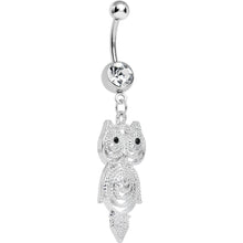 Load image into Gallery viewer, Crystalline Gem Pensive Owl Dangle Belly Ring