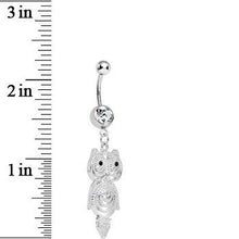 Load image into Gallery viewer, Crystalline Gem Pensive Owl Dangle Belly Ring