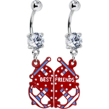 Load image into Gallery viewer, Clear Gem Heart Anchor Best Friends Dangle Belly Ring Set