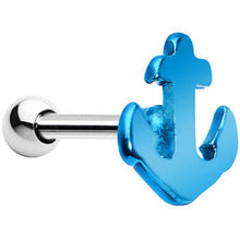 Load image into Gallery viewer, 16G Brilliant Blue Nicely Nautical Anchor Cartilage Stud Earring
