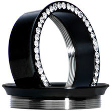 Load image into Gallery viewer, 25mm Black PVD Coated Steel Clear Gem Screw Fit Plug Set