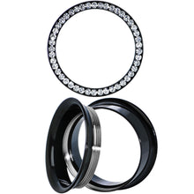 Load image into Gallery viewer, 25mm Black PVD Coated Steel Clear Gem Screw Fit Plug Set