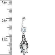 Load image into Gallery viewer, Clear Gem White Victorian Cameo Rose Flower Dangle Belly Ring