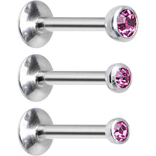 Load image into Gallery viewer, 16G 5/16 Pink Gem Helix Cartilage Barbell 3 Pack Set