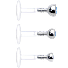 Load image into Gallery viewer, 16G 1/4 Aqua Gem Bioplast Triple Forward Helix Barbell 3 Pack Set
