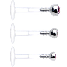 Load image into Gallery viewer, 16G 5/16 Pink Gem Bioplast Triple Forward Helix Barbell 3 Pack Set