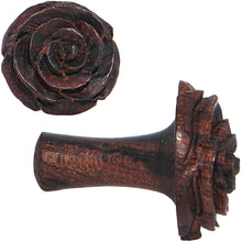Load image into Gallery viewer, 6G Organic Rengas Wood Cherry Rosebud Hand Carved Plug Set