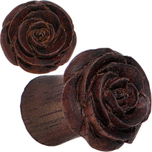 Load image into Gallery viewer, 00G Organic Rengas Wood Cherry Rosebud Hand Carved Plug Set
